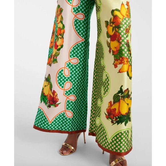 Alémais Lemonis Fruit Print Palazzo Silk Wide Leg Pants Size 6 - Picture 4 of 7